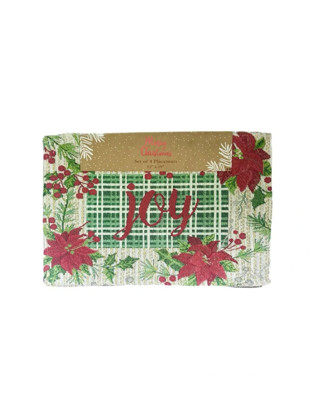 Serafina Home Plaid Holiday Joy Tapestry Placemats Set Of Four